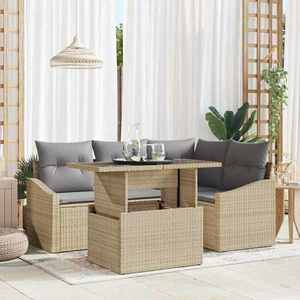 vidaXL Set de canapele pentru grădină 5 pcs bej și gri deschis imagine