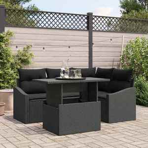 vidaXL Set de canapele pentru grădină 5 pcs Negru 100 x 55 x 73 cm imagine