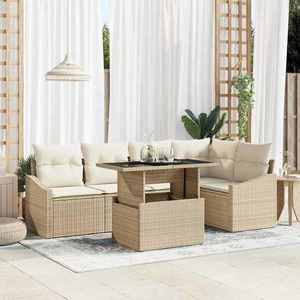 vidaXL Set de canapele pentru grădină cu pernă 6 pcs bej și crem imagine
