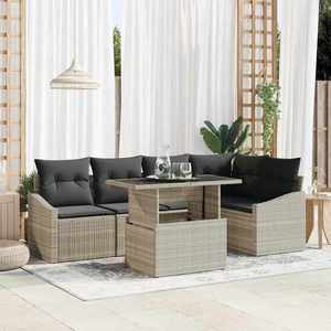 vidaXL Set de canapele pentru grădină cu pernă 6 pcs Gri deschis imagine