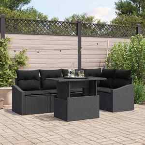 vidaXL Set de canapele pentru grădină 6 pcs Negru 100 x 55 x 73 cm imagine