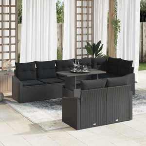 vidaXL Set de canapele pentru grădină 9 pcs Negru 100 x 55 x 73 cm imagine