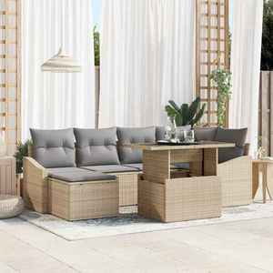 vidaXL Set de canapele pentru grădină 7 pcs bej și gri deschis imagine