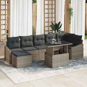 vidaXL Set de canapele pentru grădină cu pernă 8 pcs Gri imagine