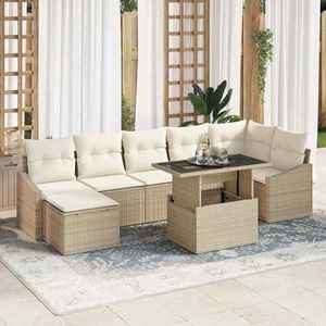 vidaXL Set de canapele pentru grădină cu pernă 8 pcs bej și crem imagine