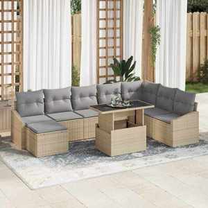 vidaXL Set de canapele pentru grădină 9 pcs bej și gri deschis imagine