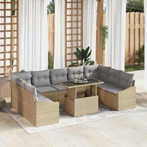 vidaXL Set de canapele pentru grădină 10 pcs bej și gri deschis imagine