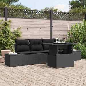 vidaXL Set de canapele pentru grădină 5 pcs Negru 100 x 55 x 73 cm imagine