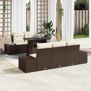 vidaXL Set de canapele pentru grădină cu pernă 6 pcs maro și crem imagine