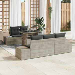 vidaXL Set de canapele pentru grădină cu pernă 6 pcs Gri deschis imagine