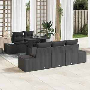 vidaXL Set de canapele pentru grădină 6 pcs Negru 100 x 55 x 73 cm imagine