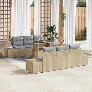vidaXL Set de canapele pentru grădină 7 pcs bej și gri deschis imagine