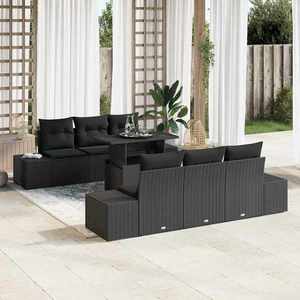 vidaXL Set de canapele pentru grădină 7 pcs Negru 100 x 55 x 73 cm imagine