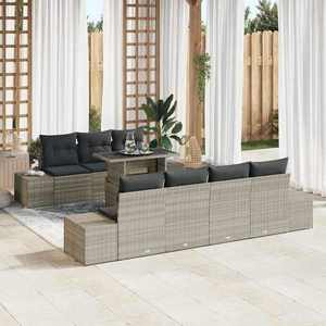vidaXL Set de canapele pentru grădină cu pernă 8 pcs Gri deschis imagine