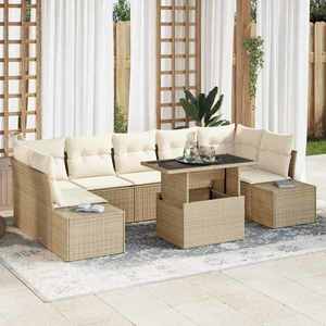 vidaXL Set de canapele pentru grădină cu pernă 8 pcs bej și crem imagine