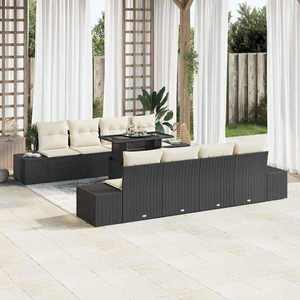 vidaXL Set de canapele pentru grădină cu pernă 7 pcs negru și crem imagine