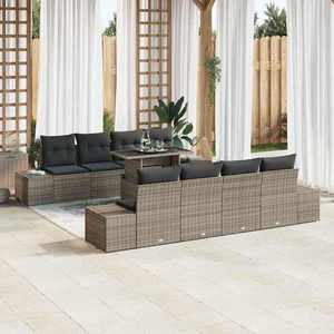 vidaXL Set de canapele pentru grădină 7 pcs Gri 100 x 55 x 73 cm imagine