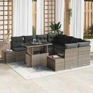 vidaXL Set de canapele pentru grădină 9 pcs Gri 100 x 55 x 73 cm imagine