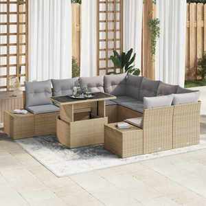 vidaXL Set de canapele pentru grădină Manual 9 pcs bej și gri deschis imagine