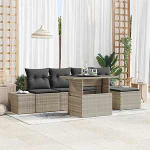 vidaXL Set de canapele pentru grădină cu pernă 6 pcs Gri deschis imagine