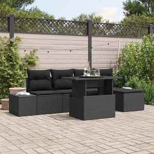 vidaXL Set de canapele pentru grădină cu pernă 6 pcs Negru imagine