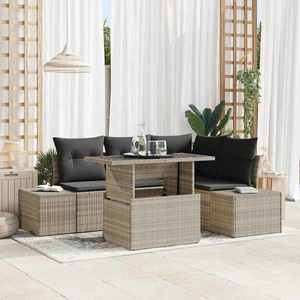vidaXL Set de canapele pentru grădină cu pernă 5 pcs Gri deschis imagine