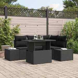 vidaXL Set de canapele pentru grădină 5 pcs Negru 100 x 55 x 73 cm imagine
