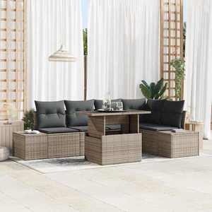 vidaXL Set de canapele pentru grădină cu pernă 6 pcs Gri Rattan poli imagine