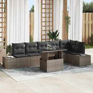 vidaXL Set de canapele pentru grădină 7 pcs Gri 100 x 55 x 73 cm imagine