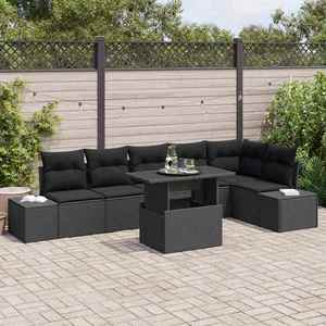 vidaXL Set de canapele pentru grădină 7 pcs Negru 100 x 55 x 73 cm imagine