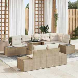 vidaXL Set de canapele pentru grădină cu pernă 9 pcs bej și crem imagine