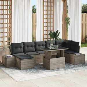 vidaXL Set de canapele pentru grădină cu pernă 8 pcs Gri imagine