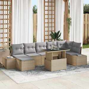 vidaXL Set de canapele pentru grădină 8 pcs bej și gri deschis imagine