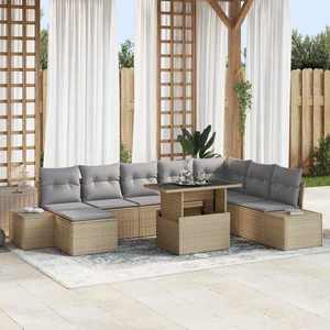 vidaXL Set de canapele pentru grădină 9 pcs bej și gri deschis imagine