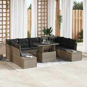 vidaXL Set de canapele pentru grădină 10 pcs Gri 100 x 55 x 73 cm imagine