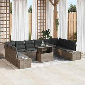 vidaXL Set de canapele pentru grădină 11 pcs Gri 100 x 55 x 73 cm imagine