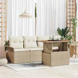vidaXL Set de canapele pentru grădină cu pernă 5 pcs bej și crem imagine