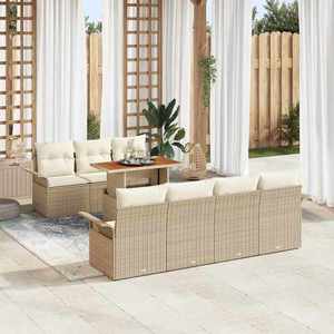 vidaXL Set de canapele pentru grădină cu pernă 8 pcs bej și crem imagine