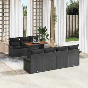 vidaXL Set de canapele pentru grădină 8 pcs Negru 100 x 55 x 73 cm imagine