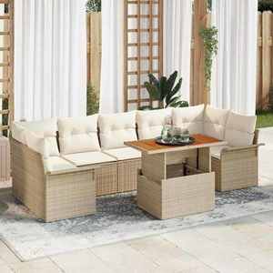 vidaXL Set de canapele pentru grădină cu pernă 8 pcs bej și crem imagine