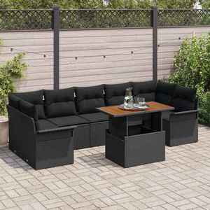 vidaXL Set de canapele pentru grădină 8 pcs Negru 100 x 55 x 73 cm imagine