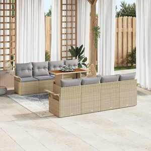 vidaXL Set de canapele pentru grădină 7 pcs bej și gri deschis imagine