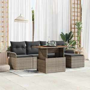 vidaXL Set de canapele pentru grădină cu pernă 6 pcs Gri imagine