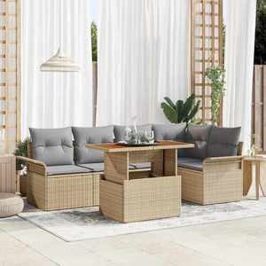 vidaXL Set de canapele pentru grădină 6 pcs bej și gri deschis imagine