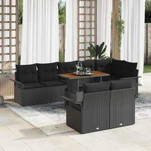 vidaXL Set de canapele pentru grădină 9 pcs Negru 100 x 55 x 73 cm imagine