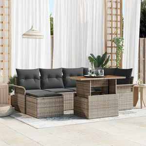 vidaXL Set de canapele pentru grădină cu pernă 7 pcs Gri imagine