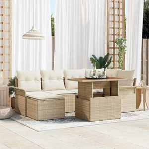 vidaXL Set de canapele pentru grădină cu pernă 7 pcs bej și crem imagine