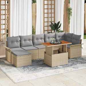 vidaXL Set de canapele pentru grădină 8 pcs bej și gri deschis imagine