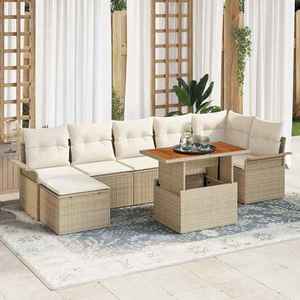 vidaXL Set de canapele pentru grădină cu pernă 8 pcs bej și crem imagine