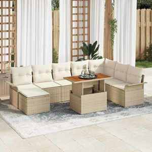vidaXL Set de canapele pentru grădină cu pernă 9 pcs bej și crem imagine